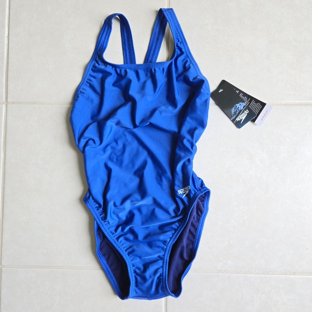 Speedo Womens sz 8/34 Blue Competition training Swimsuit $49.50 retail